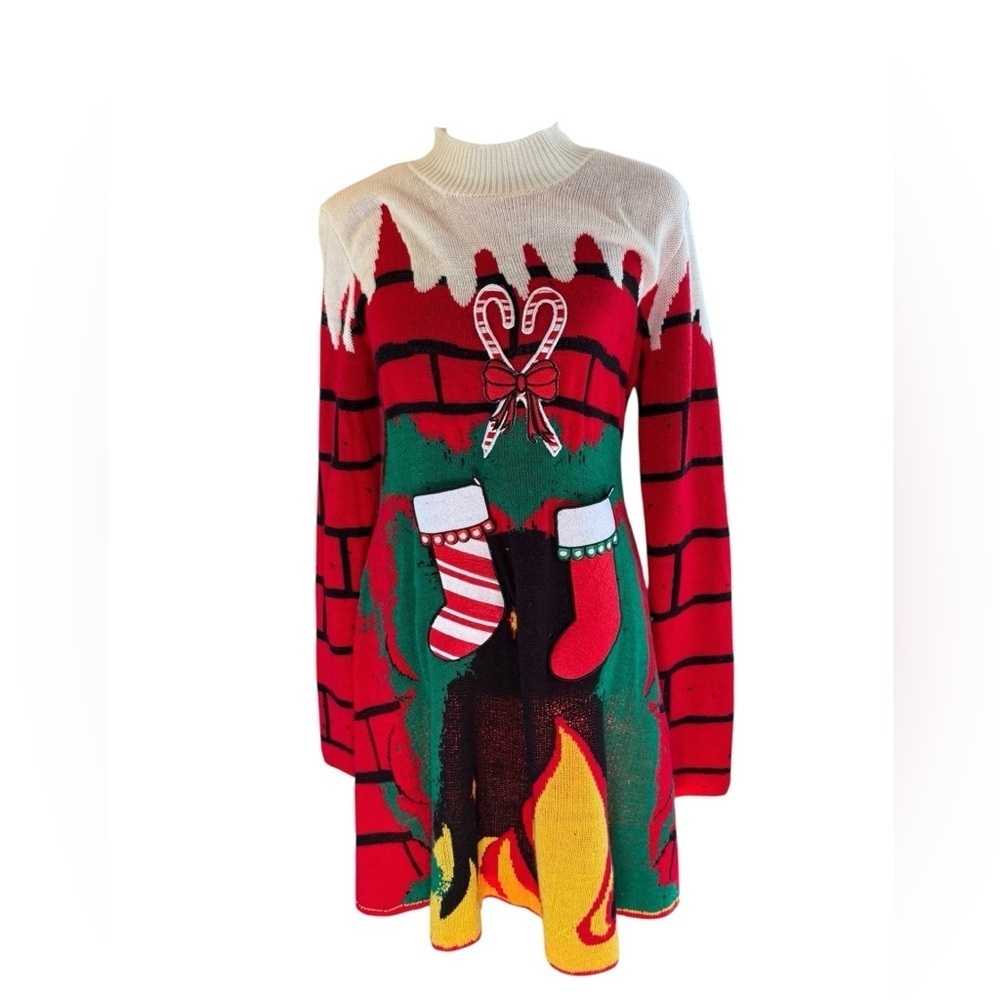 Women’s Christmas festive colorful sweater dress by Xhilaration Size Large